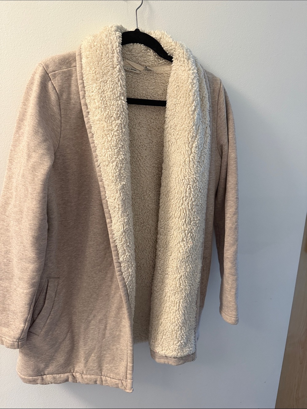 L.L. Bean Women's Teddy Jacket in Cream and Beige